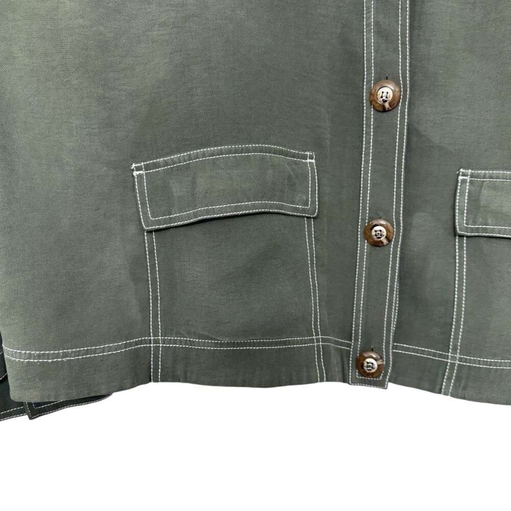 Soft Surroundings Cropped Green D'orze Button up Jacket Women's size 3X - Picture 6 of 8
